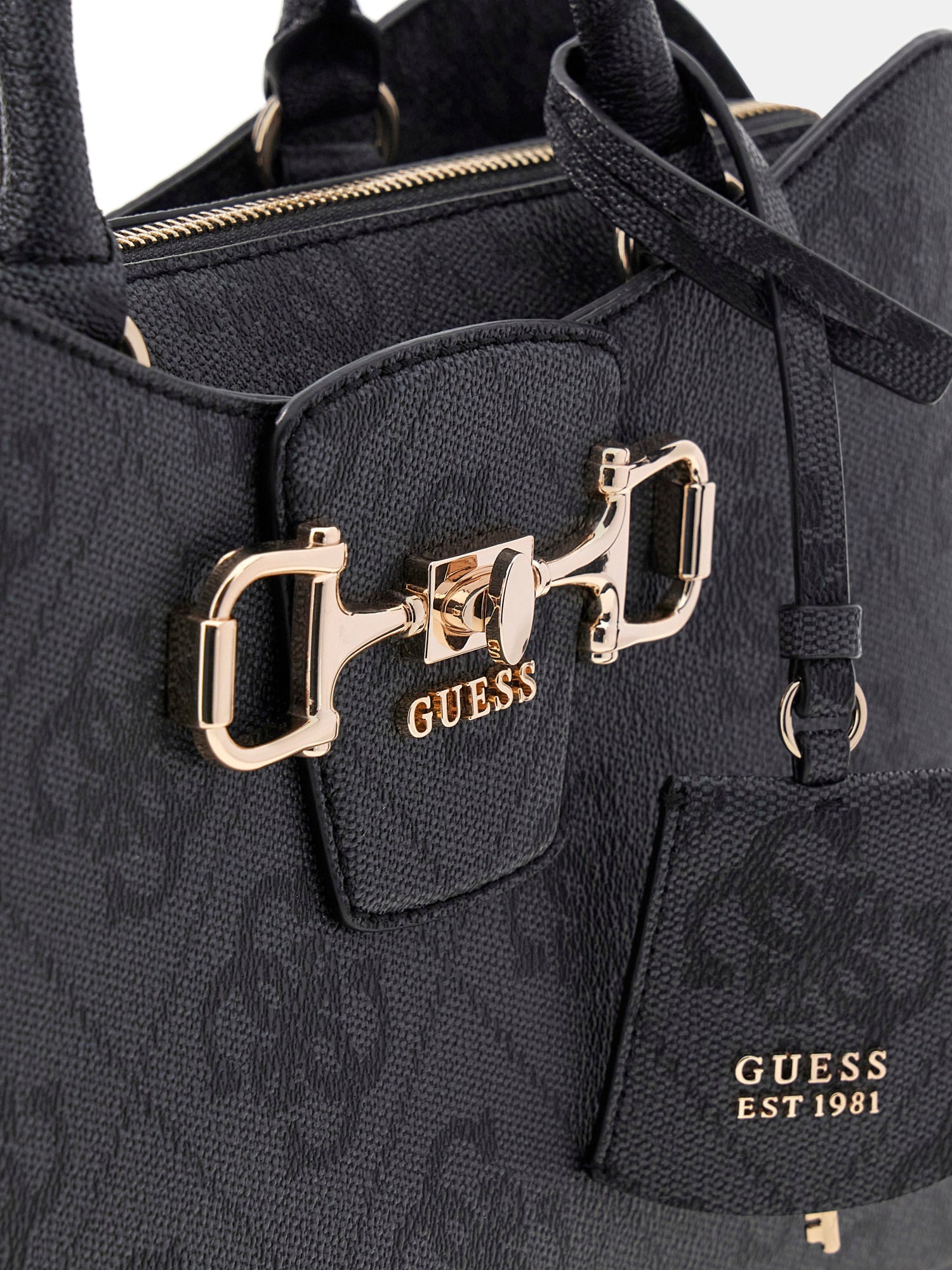 Noir - GUESS Sac à main Janie Logo Girlfriend Satchel