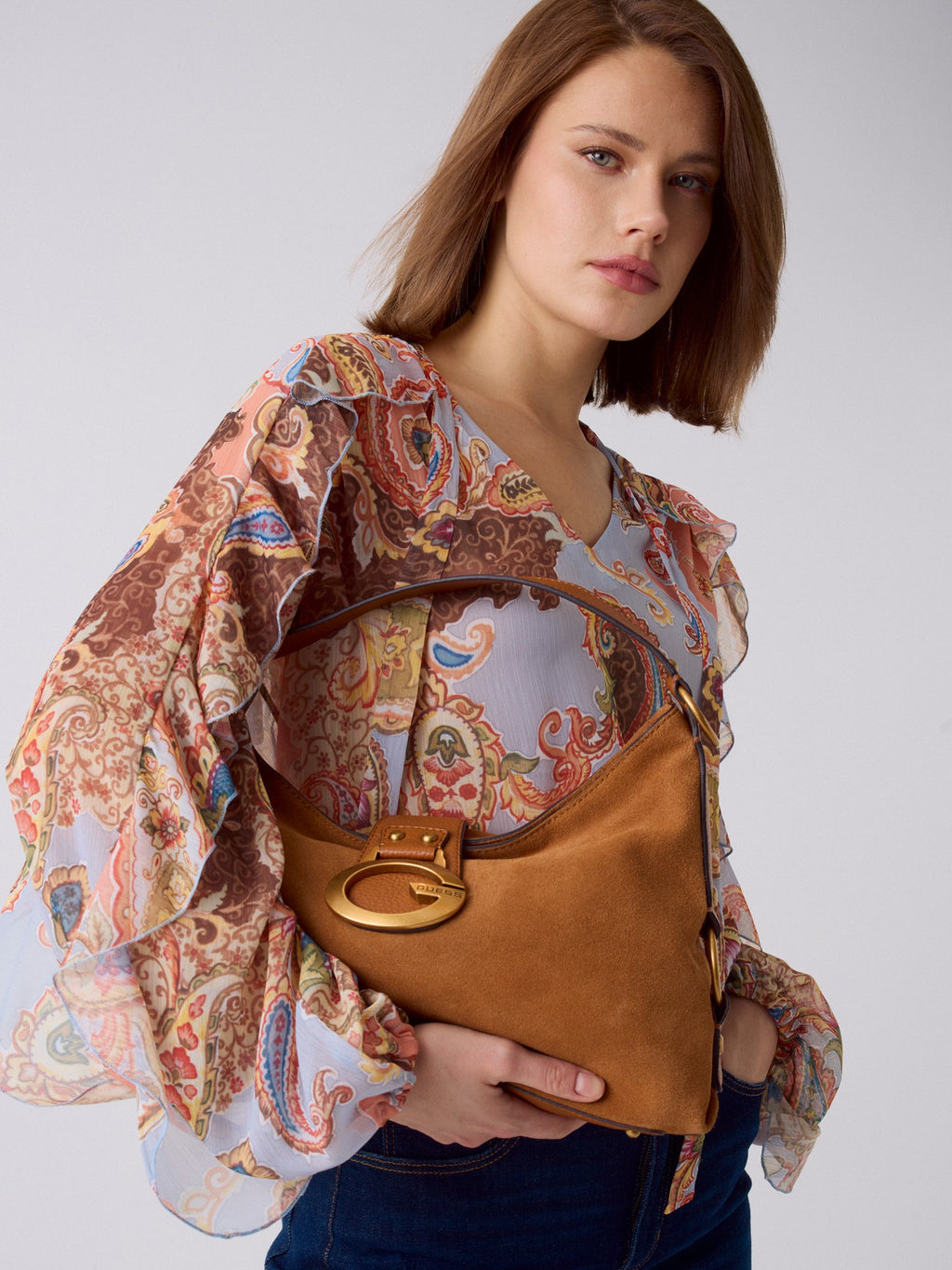 Cognac - GUESS Sac à bandoulière Camden Shoulder