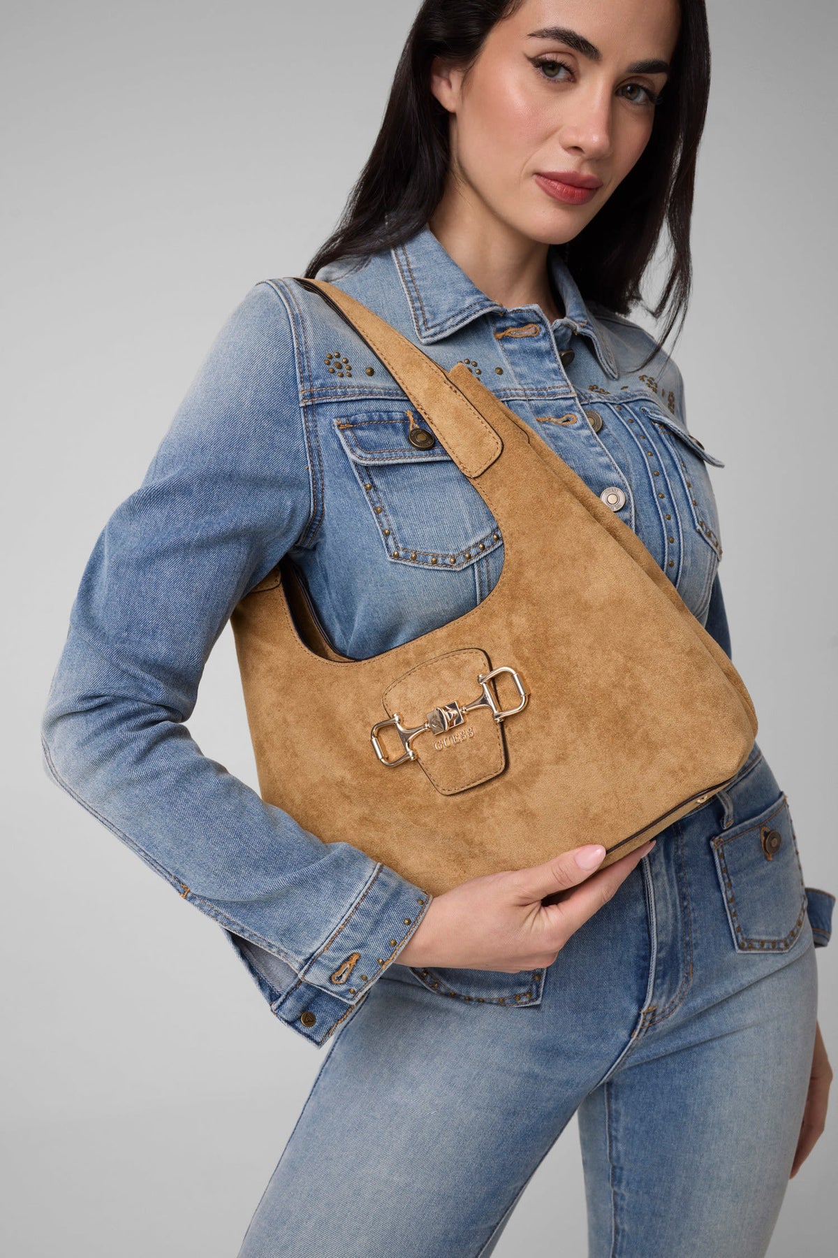 Beige - GUESS Sunset Small Hobo