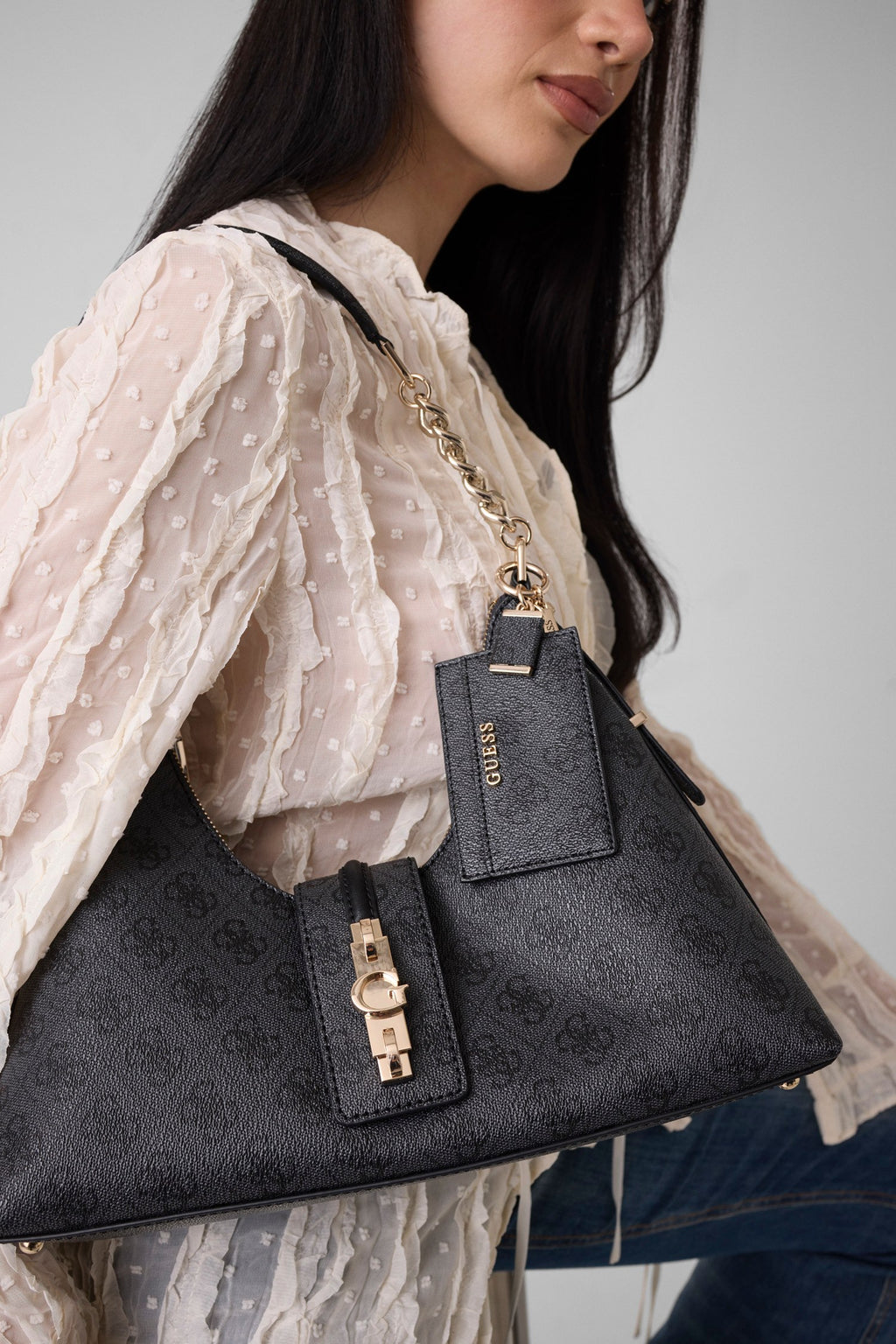 Coal Logo - GUESS Sac à main Yvonne Logo Hobo