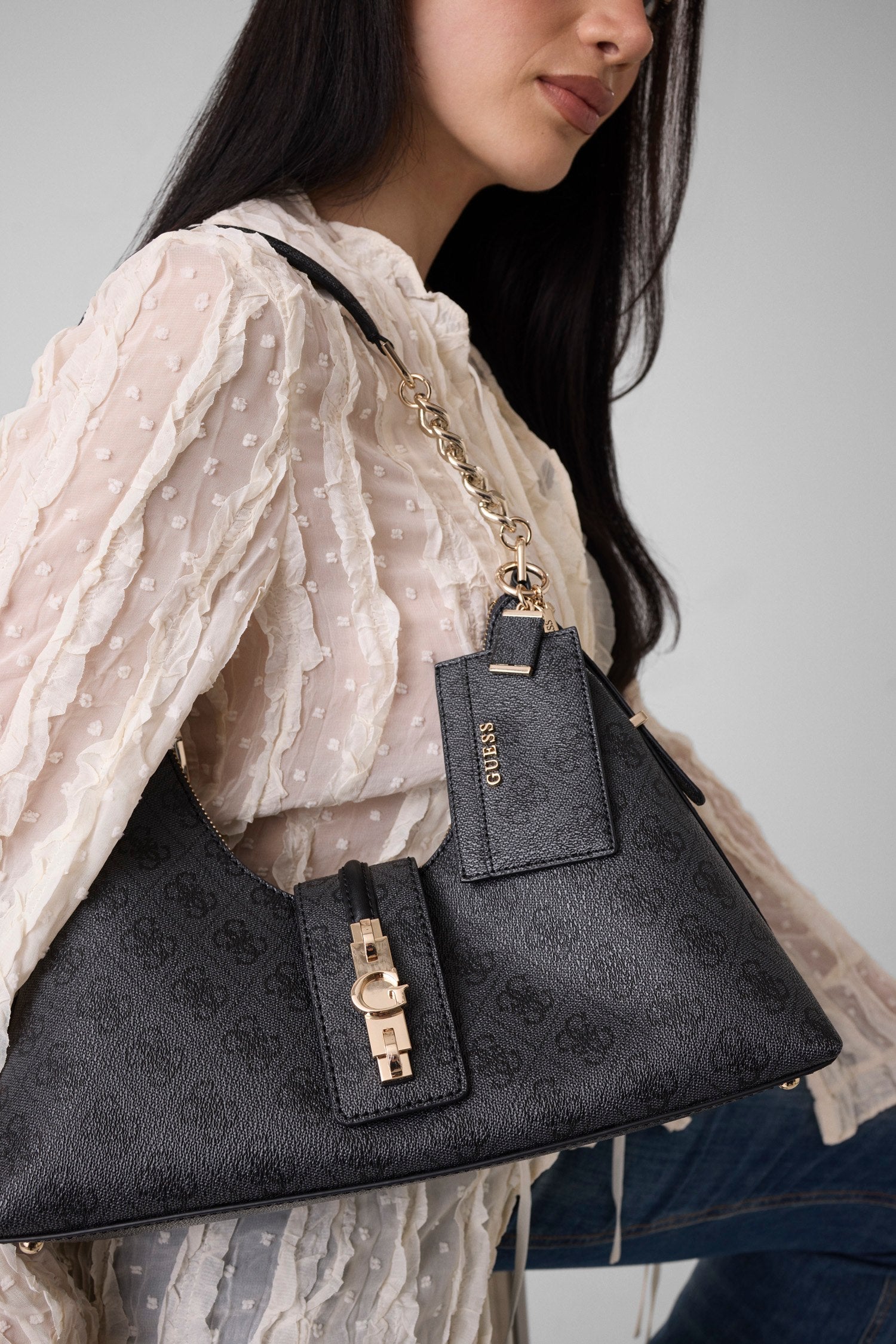 Coal Logo - GUESS Sac à main Yvonne Logo Hobo