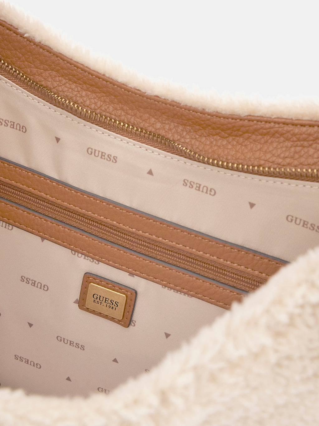 Marron - GUESS Sac à main Camden Shearling