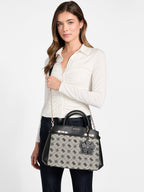 Noir - GUESS Sac à main Melinda Logo Tri Comp Satchel