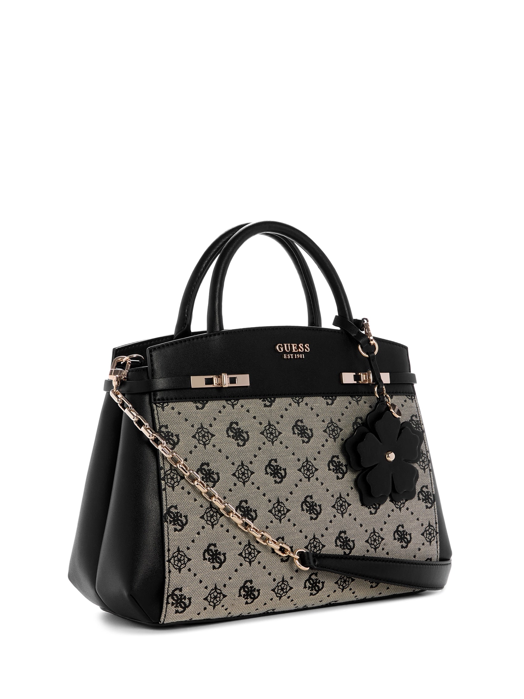 Noir - GUESS Sac à main Melinda Logo Tri Comp Satchel