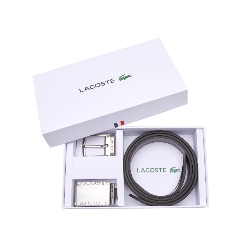 LACOSTE Coffret ceinture en cuir et 2 boucles