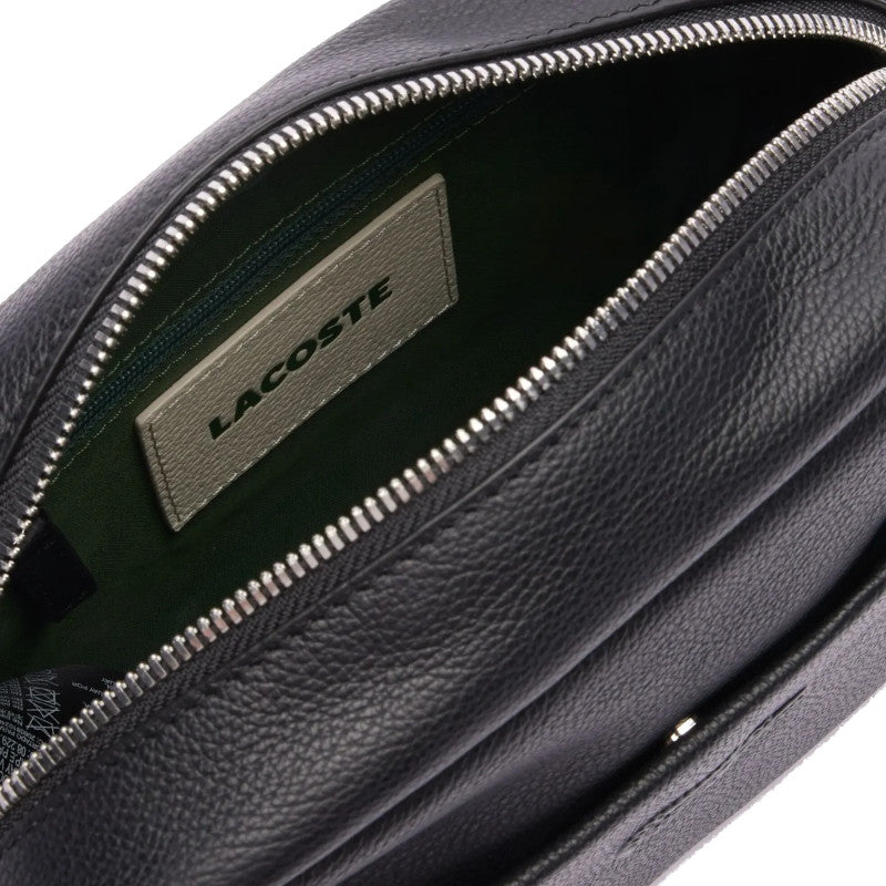 Noir - LACOSTE Sac à bandoulière City Court en cuir grainé