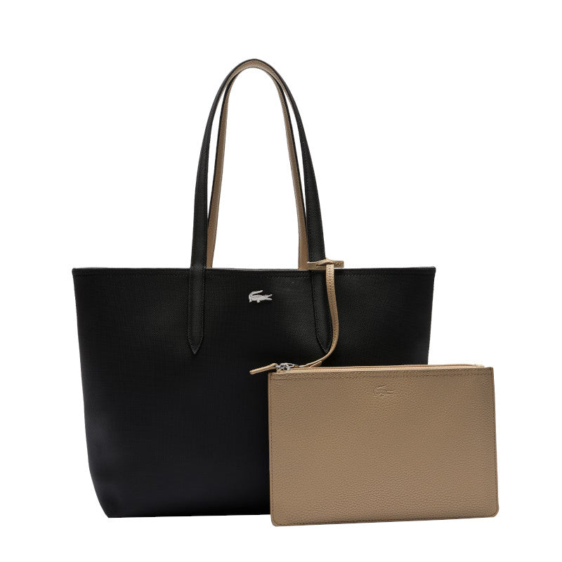 Noir Crème - LACOSTE Sac cabas Anna réversible bicolore