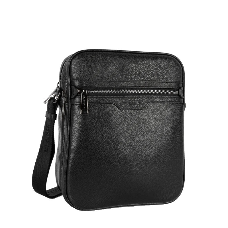 Sacoche Cuir Lancaster Milano Gentlemen - Porté Épaule Ou Travers Noir Grainé