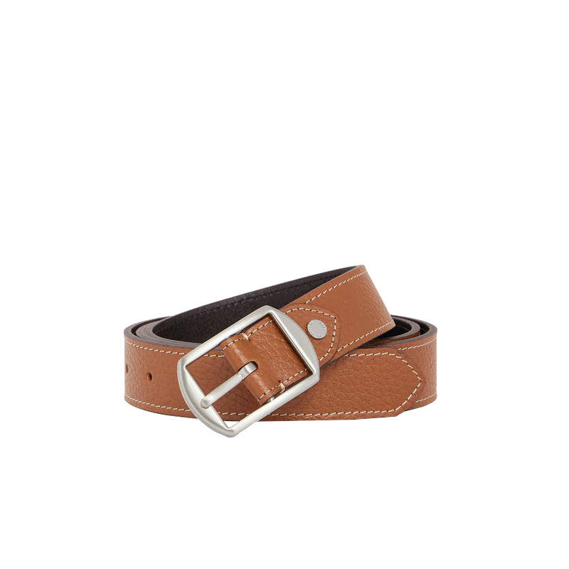 LE TANNEUR Ceinture réversible homme avec boucle carrée en cuir grainé