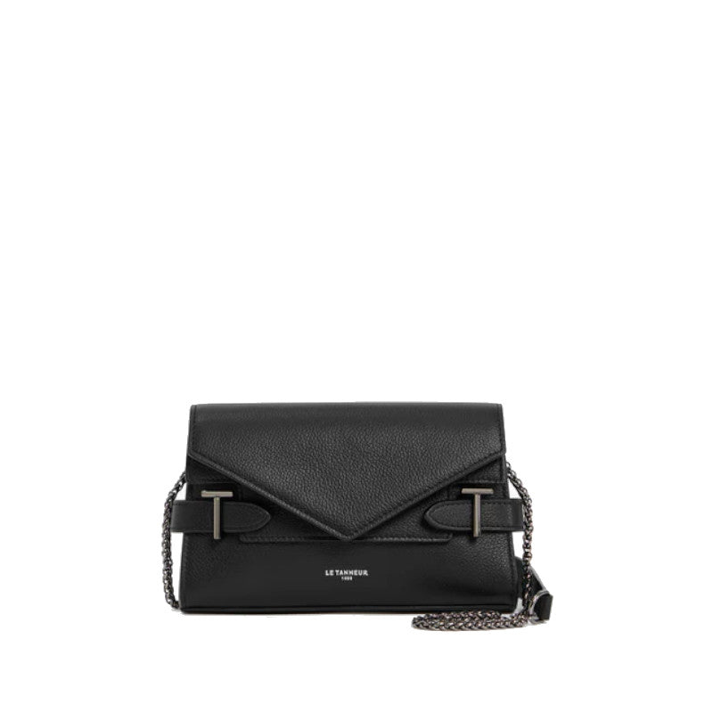 LE TANNEUR Pochette double rabat en cuir grainé