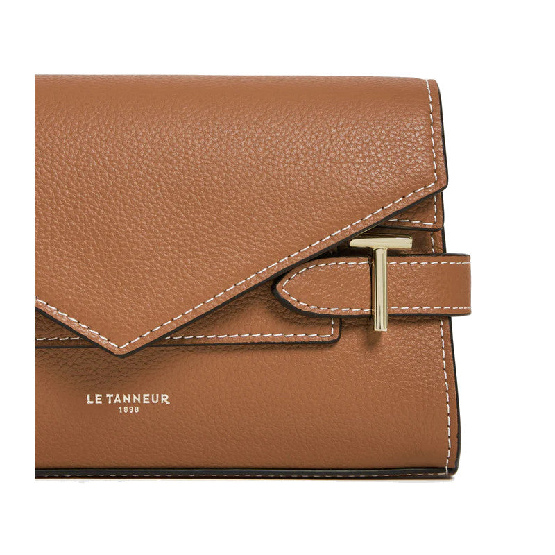 LE TANNEUR Pochette double rabat en cuir grainé