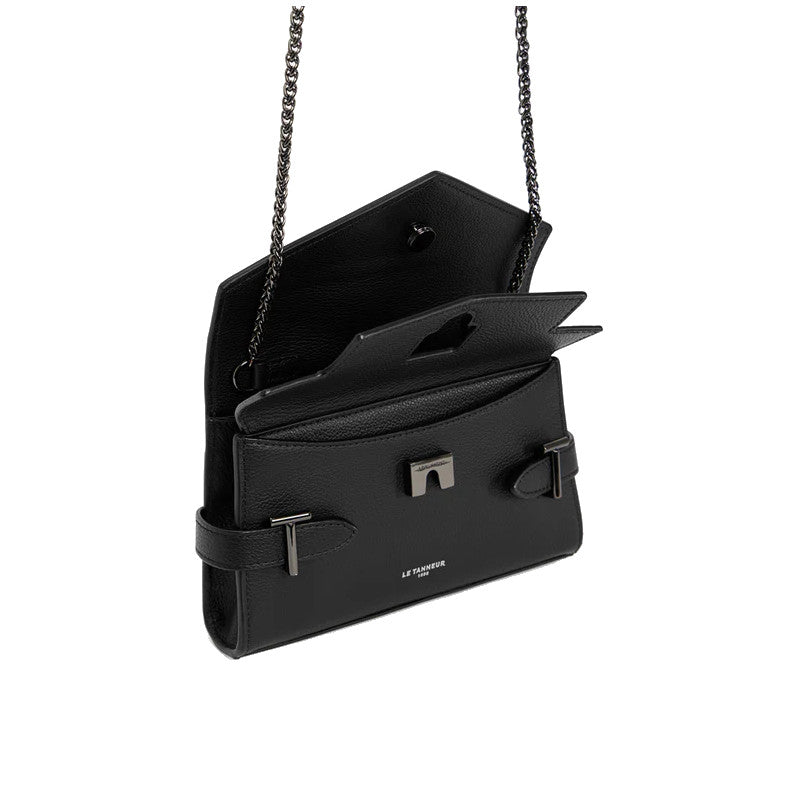 LE TANNEUR Pochette double rabat en cuir grainé