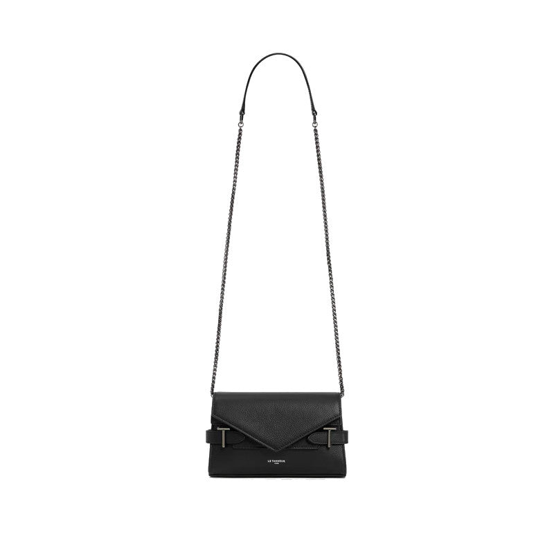LE TANNEUR Pochette double rabat en cuir grainé