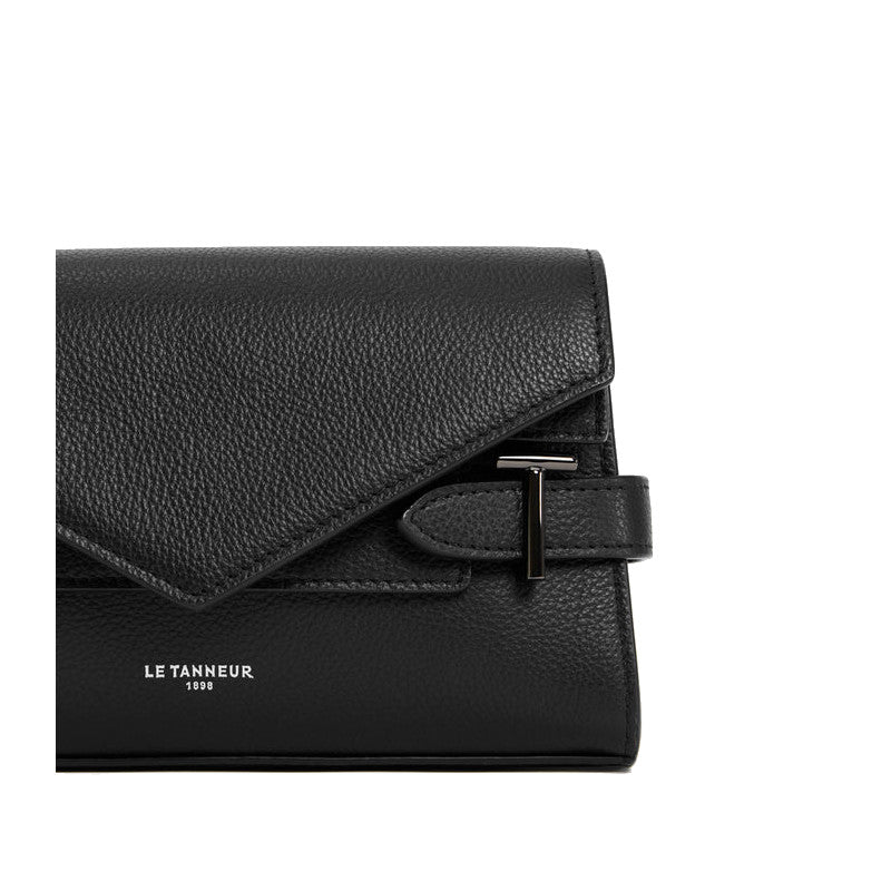 LE TANNEUR Pochette double rabat en cuir grainé