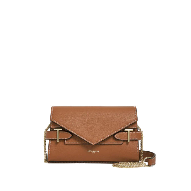 LE TANNEUR Pochette double rabat en cuir grainé