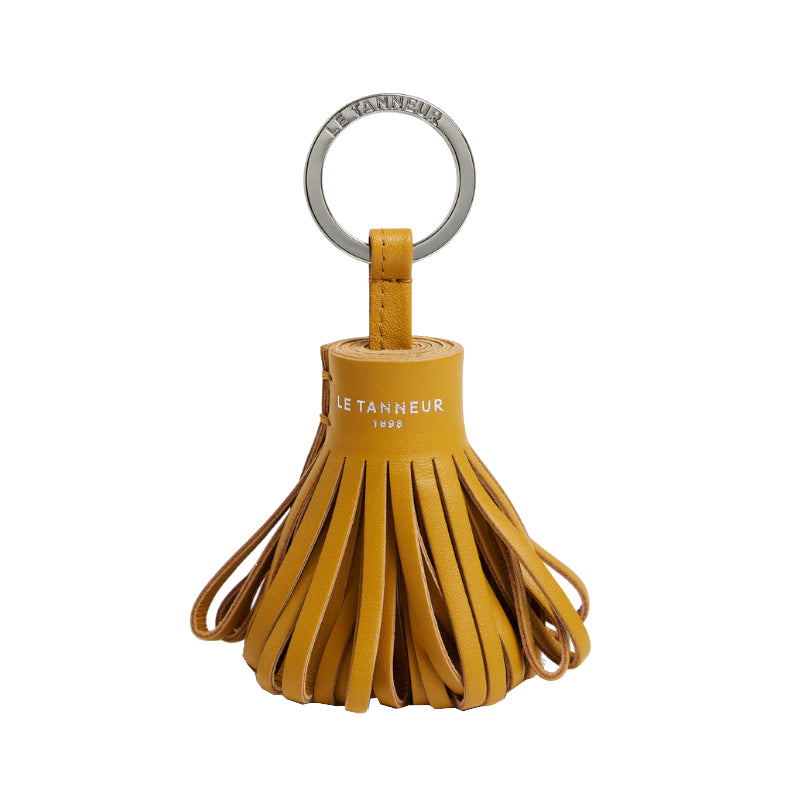 LE TANNEUR Porte clés pompons en cuir lisse