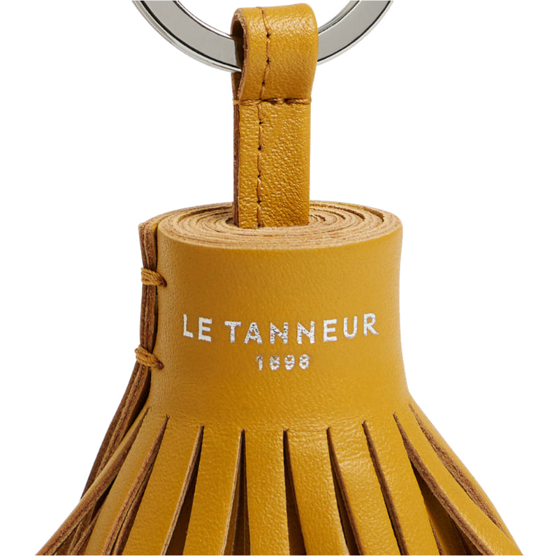 LE TANNEUR Porte clés pompons en cuir lisse