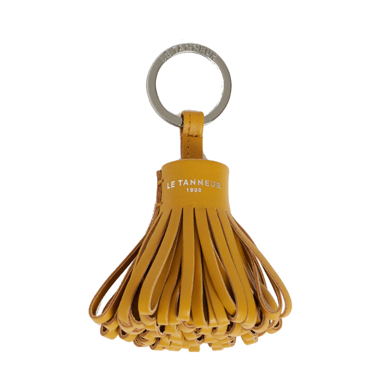 LE TANNEUR Porte clés pompons en cuir lisse