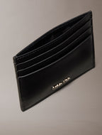Noir - CALVIN KLEIN Porte-cartes cuir anti-RFID avec logo
