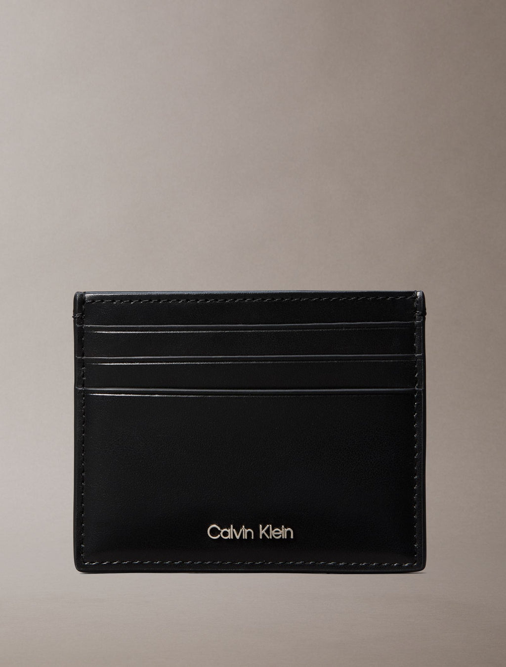 Noir - CALVIN KLEIN Porte-cartes cuir anti-RFID avec logo