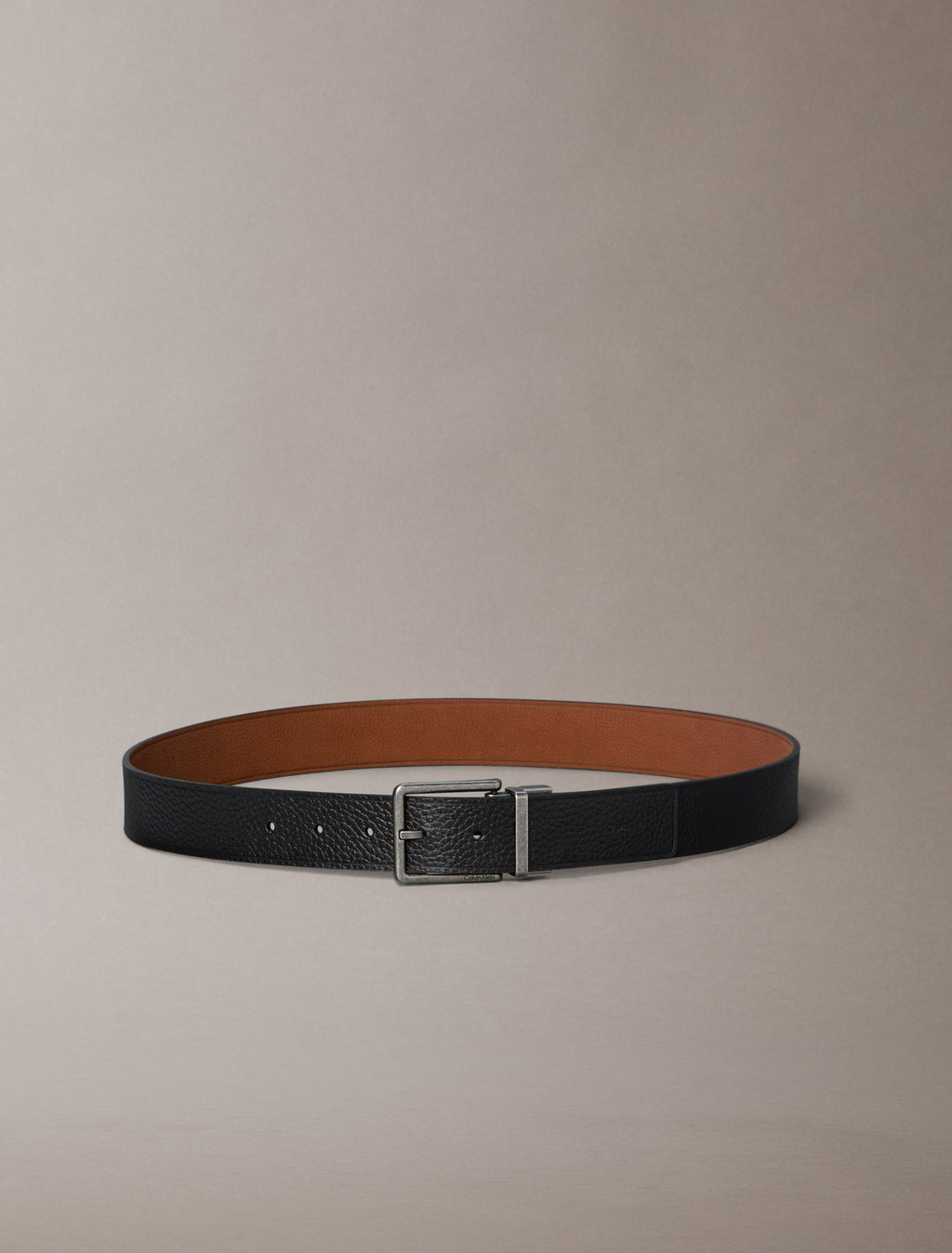 Noir / CK Cognac - Calvin Klein Ceinture réversible texturée