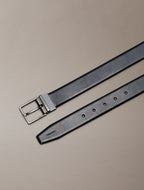 Noir / gunmetal mat - CALVIN KLEIN Ceinture 35 mm boucle carrée cuir lisse