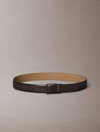 CK Dark Brown / gunmetal mat - CALVIN KLEIN Ceinture 35 mm boucle carrée cuir lisse
