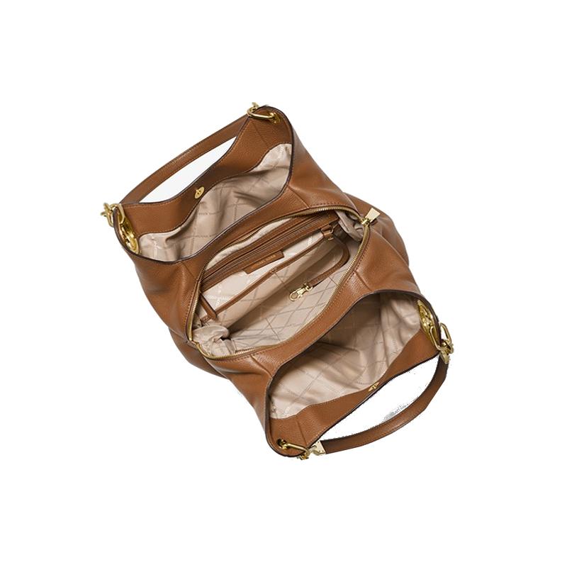 Noir argenté - MICHAEL KORS Grand sac porté épaule Lillie en cuir grainé Noir/Doré