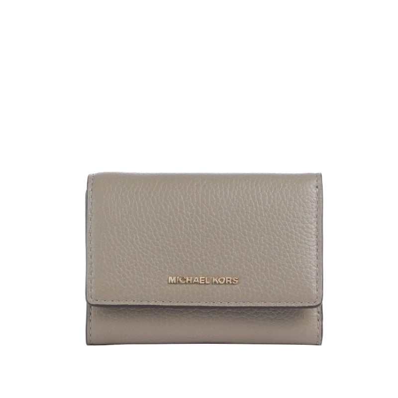 Taupe - MICHAEL KORS Portefeuille Bryant en cuir grainé de taille moyenne