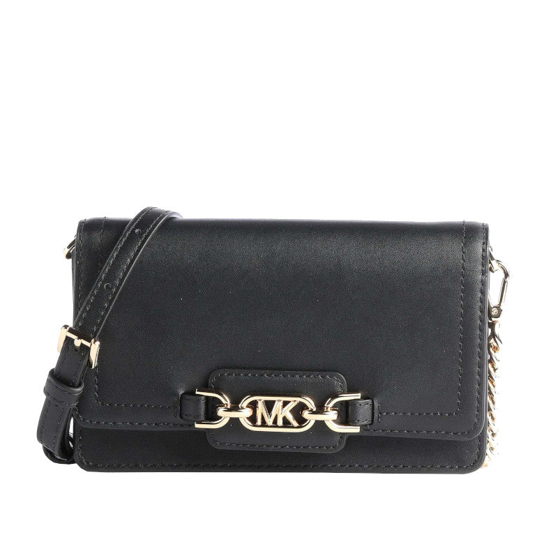 MICHAEL KORS Très petit sac à bandoulière Heather en cuir Noir