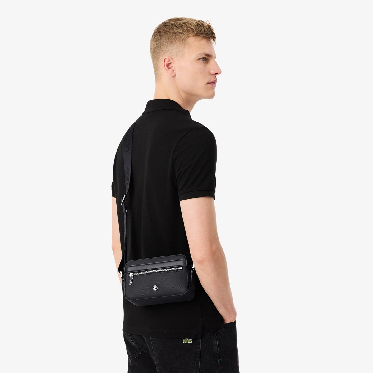 Noir - LACOSTE Sac reporter Langon en Petit Piqué