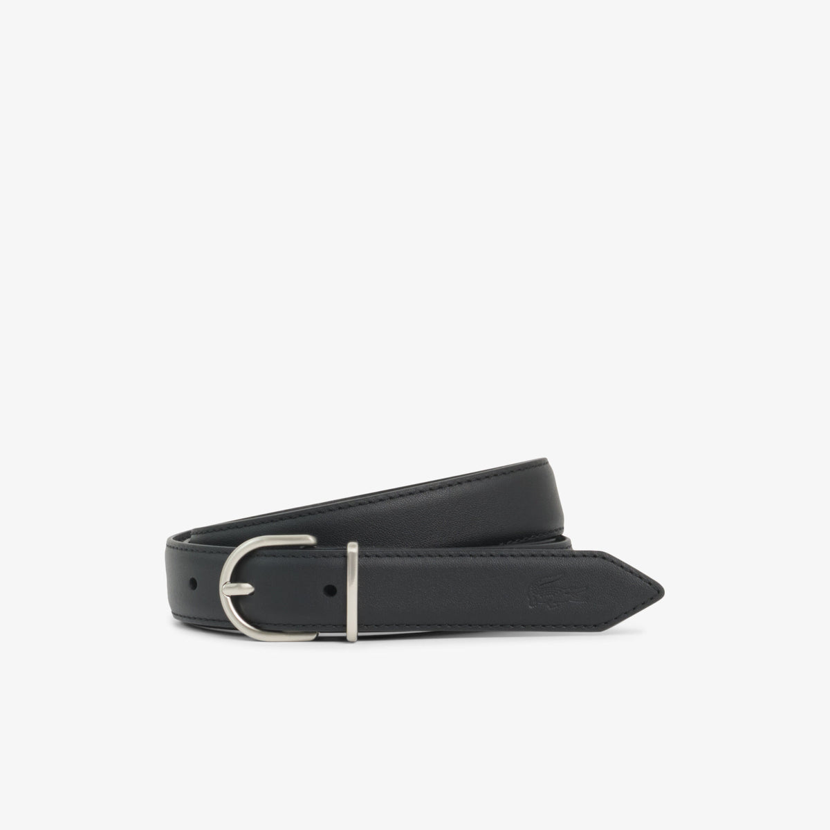 Noir - LACOSTE Ceinture Crocodelle en cuir lisse