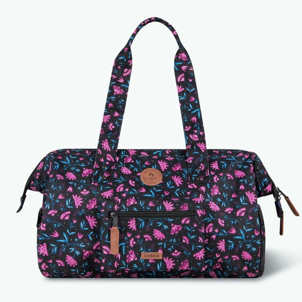 Cabaïa Sac de voyage Bowling Bag Surabaya, imprimé fleuri noir, vue de face