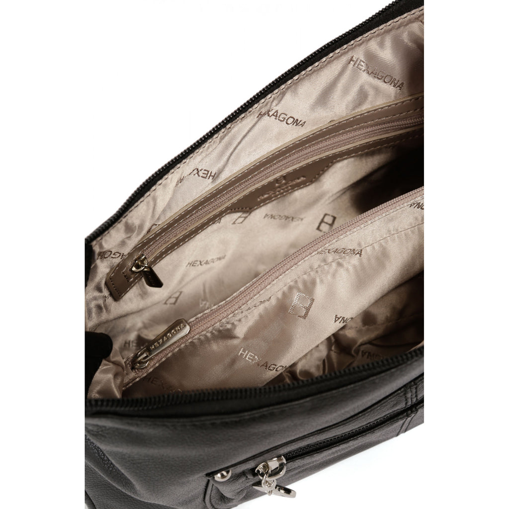 HEXAGONA Besace cuir de vachette grainé