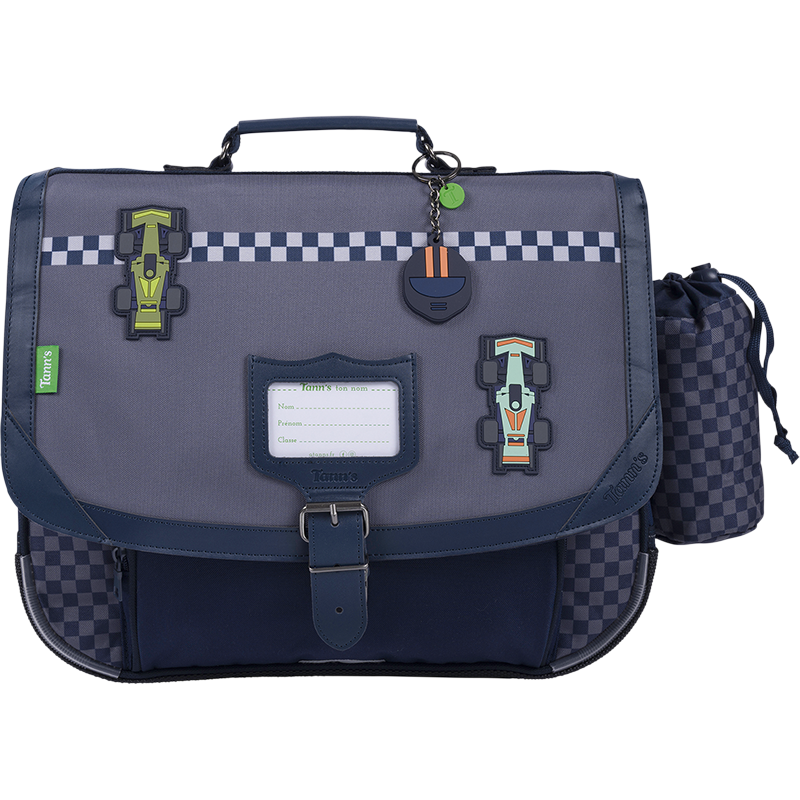 TANN'S Cartable Romain gris 38cm poche gourde