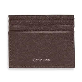 Marron chocolat - CALVIN KLEIN Porte-cartes à logo embossé Marron chocolat
