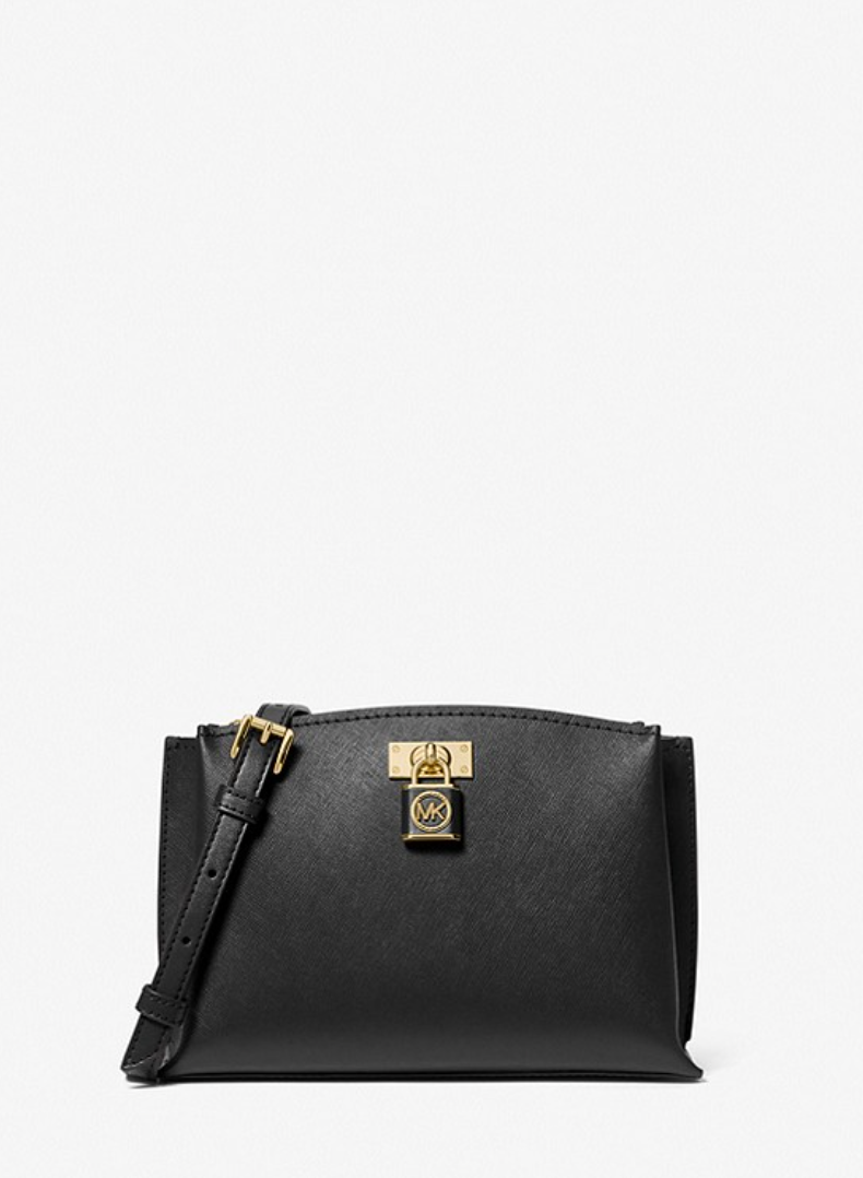 Noir - Besace Ruby de taille moyenne en cuir saffiano noir