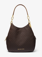 Camel - MICHAEL KORS Grand sac porté épaule Lillie en cuir grainé Noir/Doré
