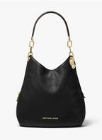 Camel - MICHAEL KORS Grand sac porté épaule Lillie en cuir grainé Noir/Doré