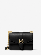 Noir/Doré - MICHAEL KORS Petit sac à bandoulière Greenwich en cuir saffiano à couleurs contrastées avec logo