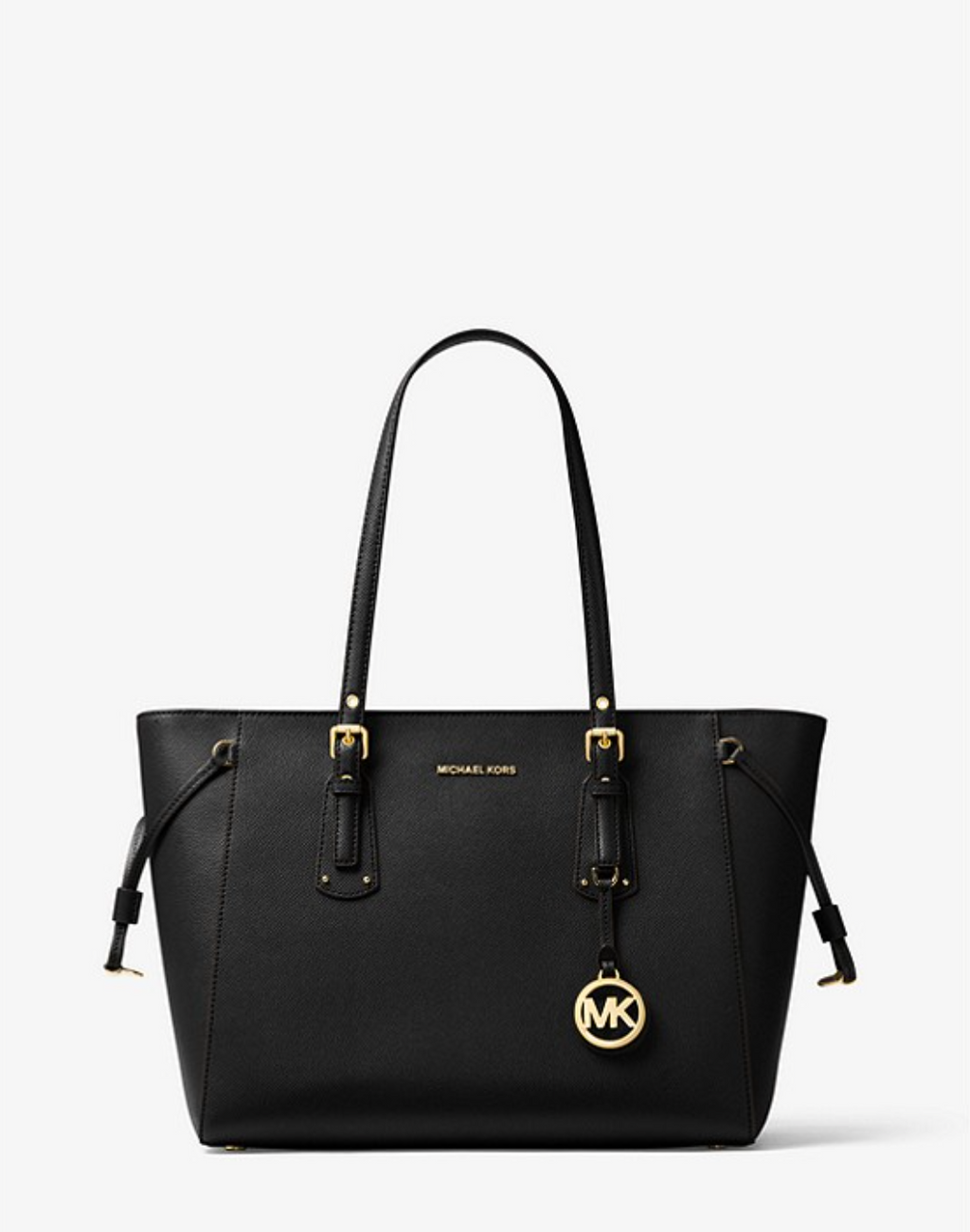 Noir/doré - Sac à main Voyager de taille moyenne en cuir grainé doré