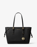 Noir/doré - Sac à main Voyager de taille moyenne en cuir grainé doré
