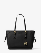 Noir/doré - Sac à main Voyager de taille moyenne en cuir grainé doré