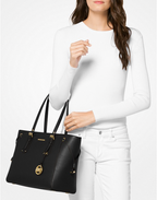 Noir/doré - MICHAEL KORS Sac à main Voyager de taille moyenne en cuir grainé doré