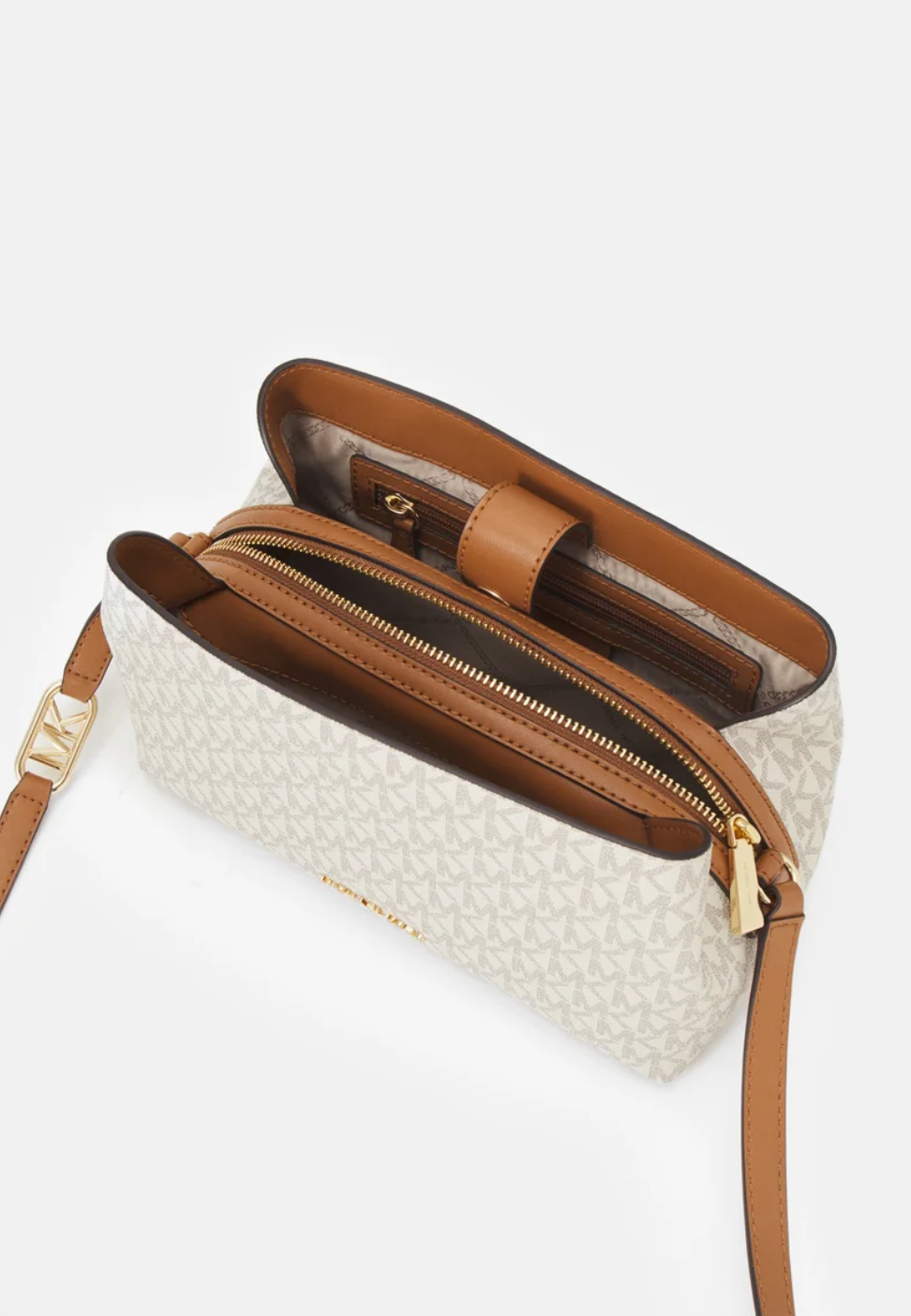 Vanilla/acorn - MICHAEL KORS Sac besace Kensington cuir grainé vanilla/acorn