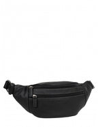Noir - HEXAGONA Sac banane cuir de vachette 33 cm