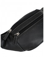 Noir - HEXAGONA Sac banane cuir de vachette 33 cm