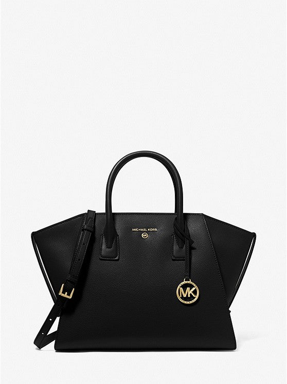 MICHAEL KORS Petit sac Avril en cuir à glissière supérieure Noir doré