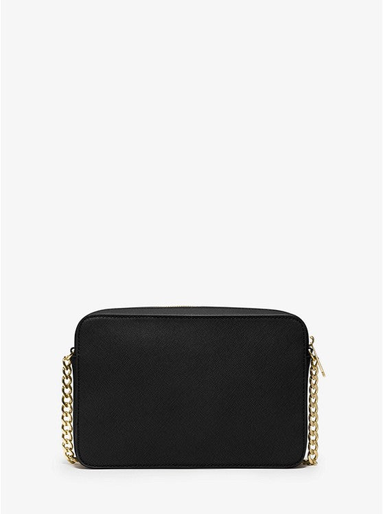 MICHAEL KORS Grand sac à bandoulière Jet Set en cuir saffiano Noir/doré