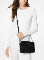 MICHAEL KORS Grand sac à bandoulière Jet Set en cuir saffiano Noir/doré